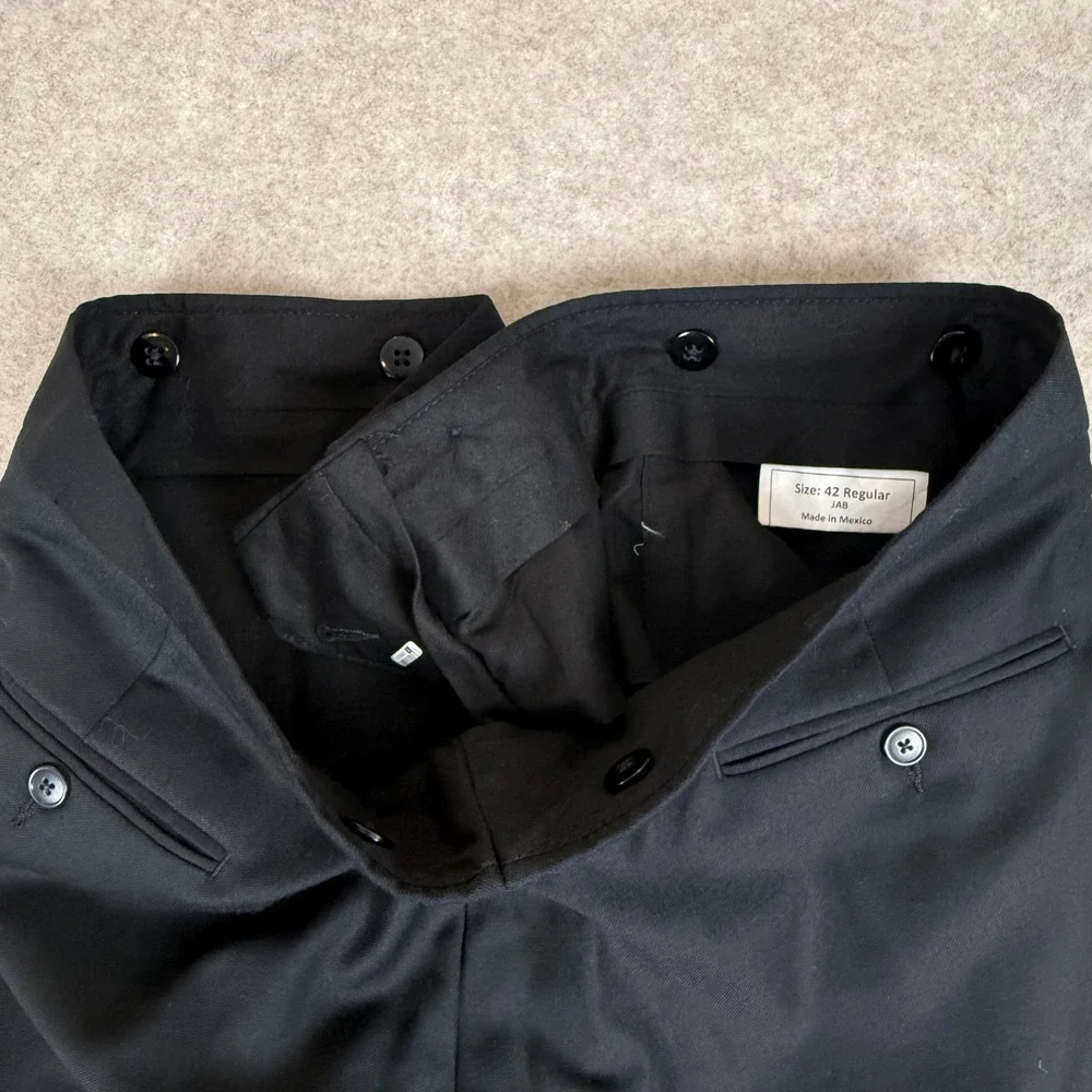 Jos A Bank Tuxedo Pants 42R 1905 Collection Black Satin Stripe Wool 254141